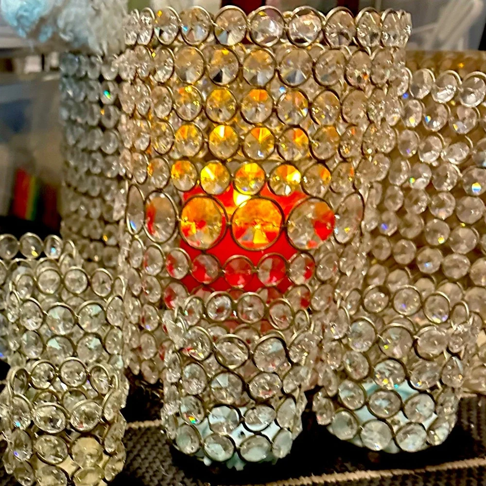 Z Galleries Crystal Wall Sconces (2) Round Crystal Candle Holder(1) 4 Tea Light